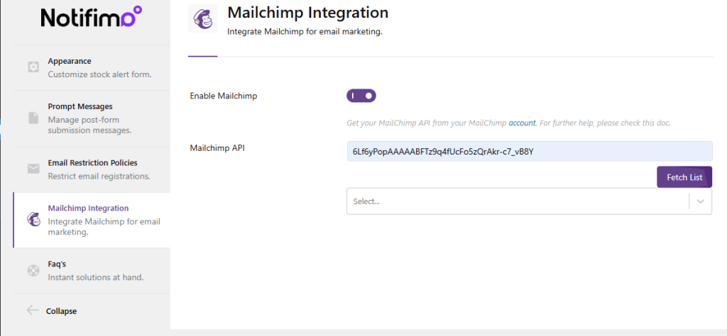 Mailchimp Integration